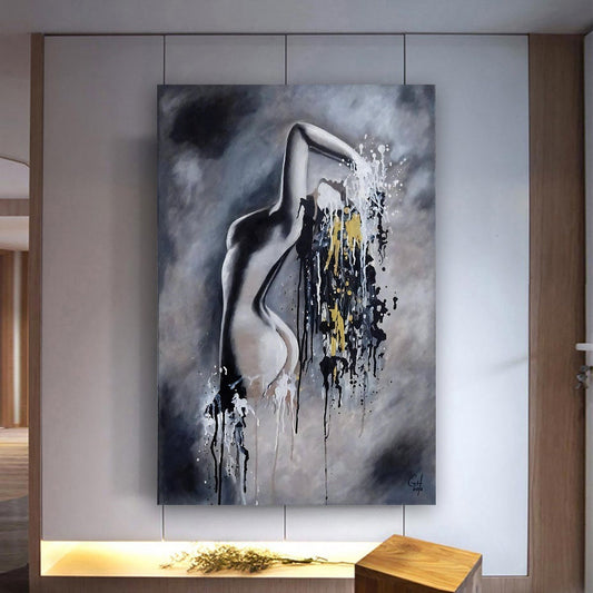 Nude  woman canvas, abstract woman art, erotic woman poster, naked woman erotic wall art, sensual girl art