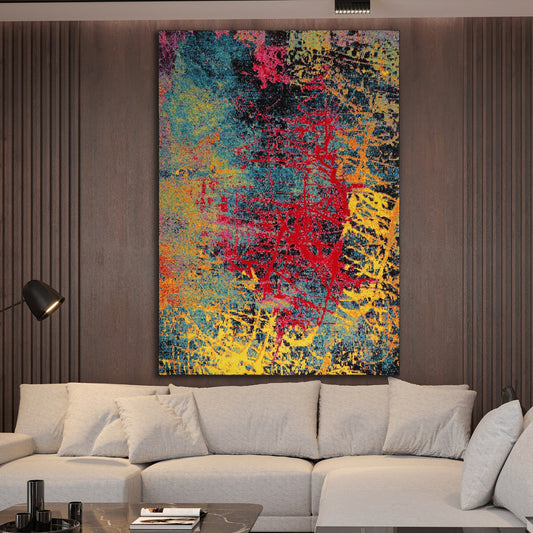 Colorful Abstract Wall Art Canvas, Abstract Artwork, Framed Wall Decor, Decorative Wall Art