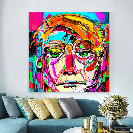 sad face canvas, colorful abstract canvas painting, sad woman art, pop art art, pop art canvas