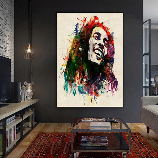 Colorful Bob Marley, Bob Marley Framed Canvas Printing, Famous Wall Art, Print on Canvas, Home Decor, Abstract Artwork