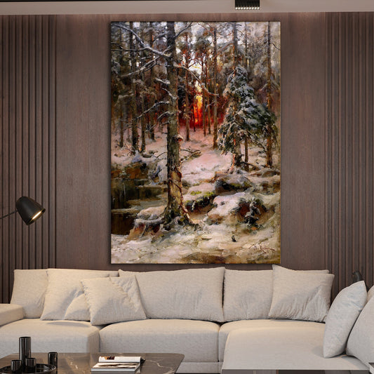 Julius Klever, Winter Sunset II, canvas wall art, Classic prints, Vintage prints, reproduction canvas wall art