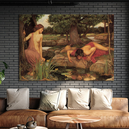 John William Waterhouse, Echo and Narcissus, canvas wall art, Classic prints, Vintage prints, reproduction canvas wall art