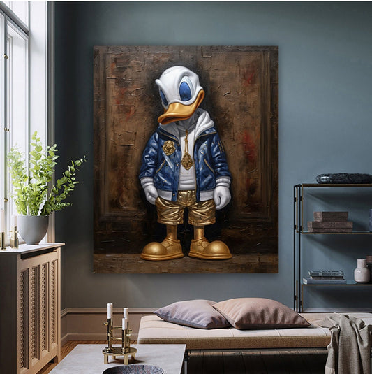 Donald Duck Canvas Wall Art, Graffiti Duck Art, Fashion Cartoon Pictures, Modern Canvas Art, Home Decoration, Wall Hanging