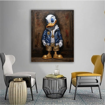 Donald Duck Canvas Wall Art, Graffiti Duck Art, Fashion Cartoon Pictures, Modern Canvas Art, Home Decoration, Wall Hanging