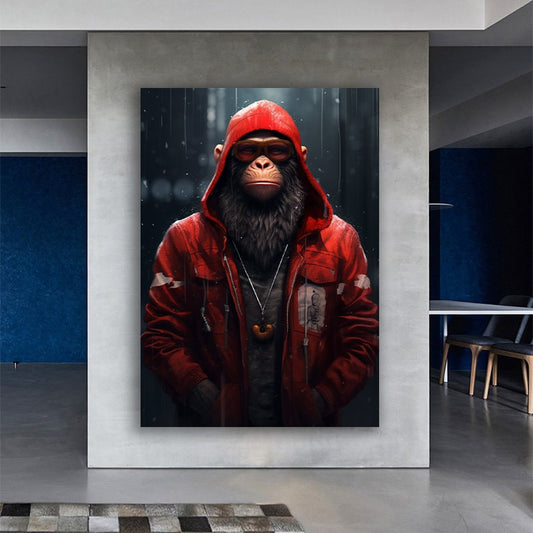 monkey canvas, monkey poster, monkey print, turbaned monkey art, shenpaze canvas, gorilla wall art