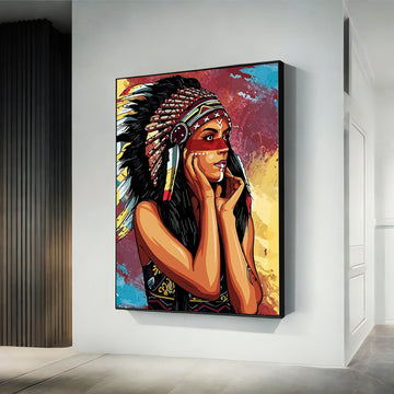 Native American woman canvas, afro american art, Native American poster, woman canvas print