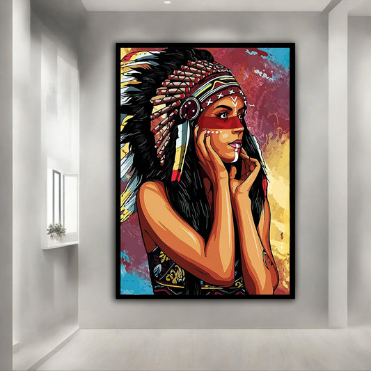 Native American woman canvas, afro american art, Native American poster, woman canvas print