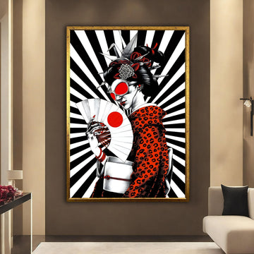 Geisha girl canvas, japanese women art, pop art geisha canvas painting, asian woman wall art