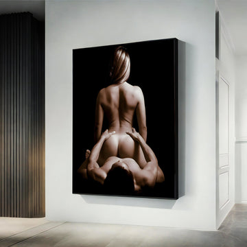 Couple making love canvas, nude art, black and white nude print, erotic wall art, bedroom decor