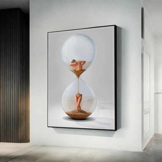 Female hourglass art, surreal hourglass painting, abstract hourglass poster, female wall art, hourglass framed painting