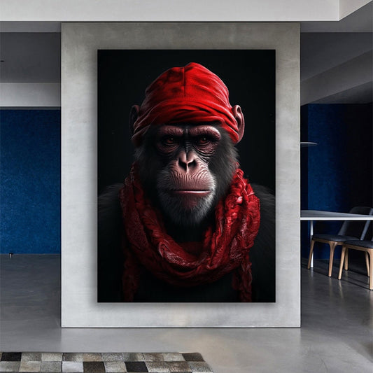 Red monkey wall art