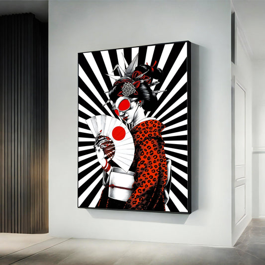 Geisha girl canvas, japanese women art, pop art geisha canvas painting, asian woman wall art