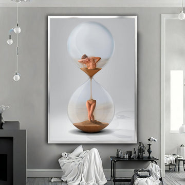 Female hourglass art, surreal hourglass painting, abstract hourglass poster, female wall art, hourglass framed painting