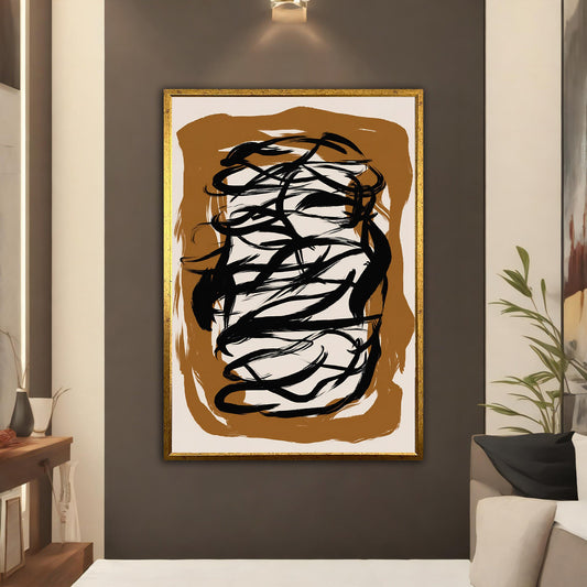 Complex lines abstract canvas, artistic abstract painting, modern living room wall art, abstract framed canvas print