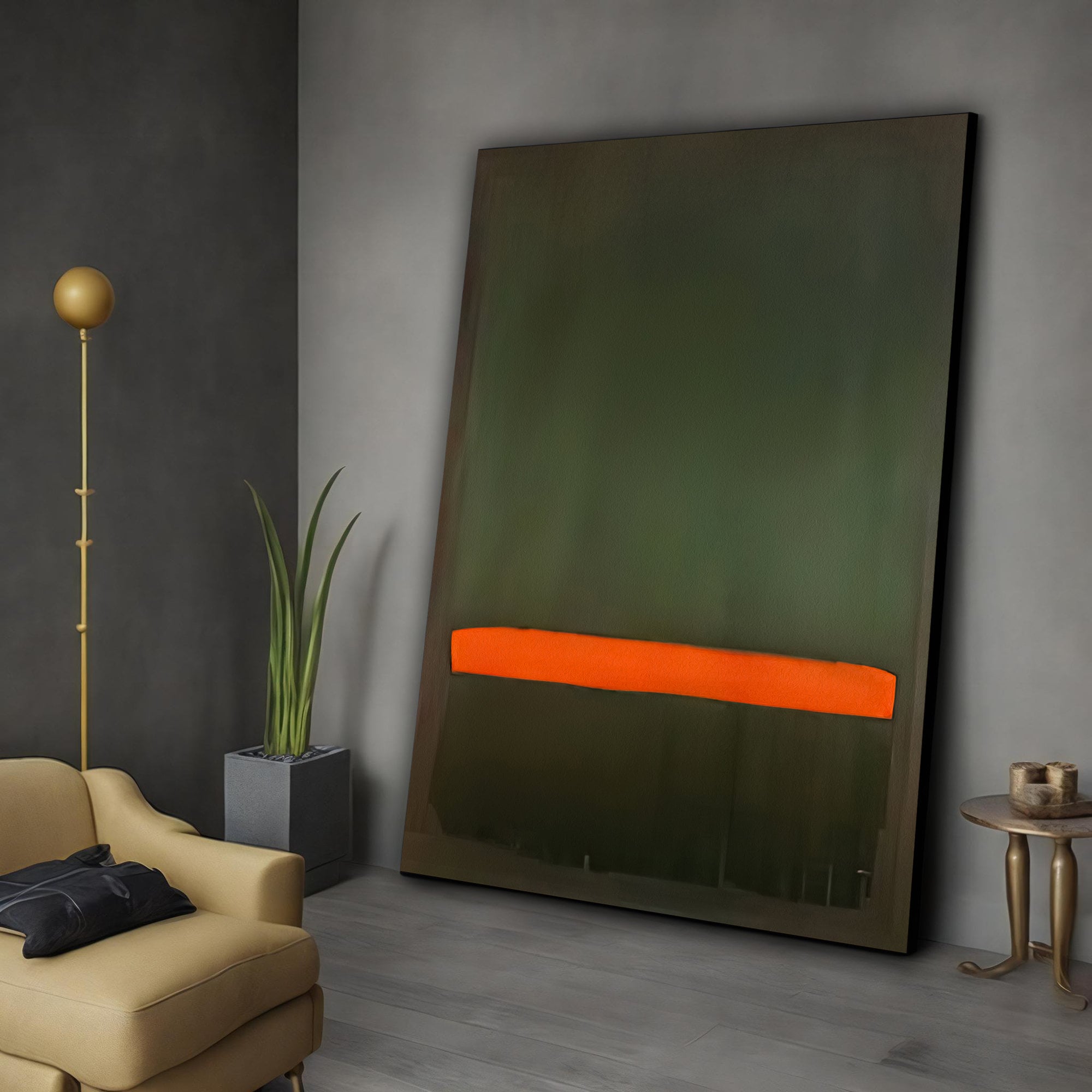 Mark rothko green and orange canvas, minimalist mark canvas print, green mark wall art, abstract green painting