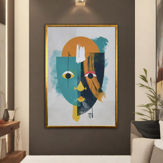Abstract Human Drawing Portrait Canvas Print, Colorful Wall Art, Modern Home Decoration