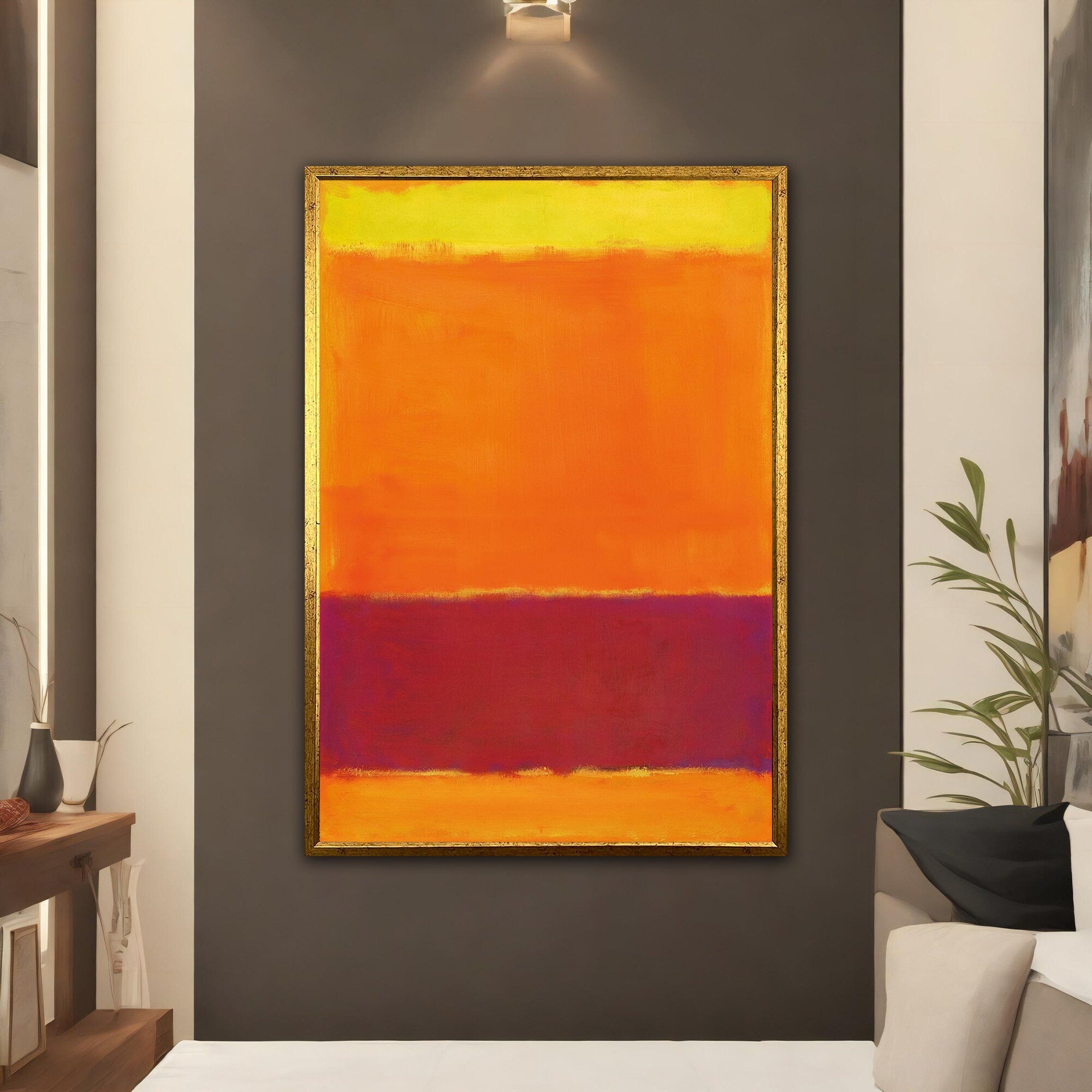 Orange and Red Canvas Print, Mark Rothko Style Abstract Wall Decor, Modern Art