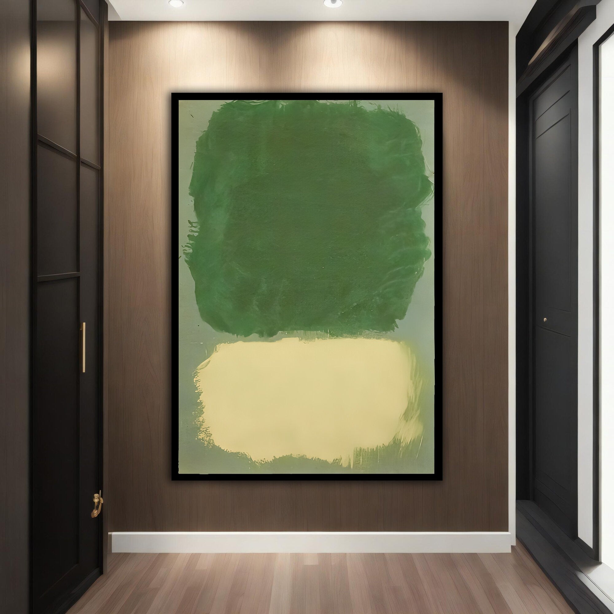 Mark rothko green and yellow canvas, minimalist mark canvas print, green mark wall art, abstract green painting