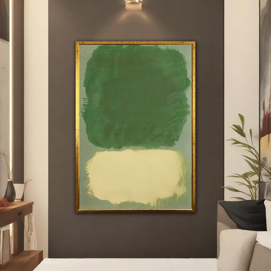 Mark rothko green and yellow canvas, minimalist mark canvas print, green mark wall art, abstract green painting
